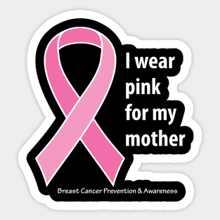 Breast cancer ribbon for mother, with white type Sticker